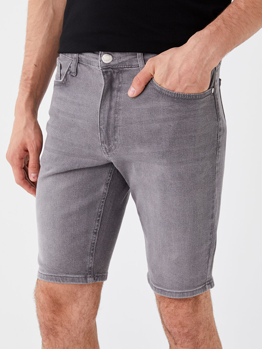 LCW Jeans Gri Slim Fit Erkek Jean Şort - 4