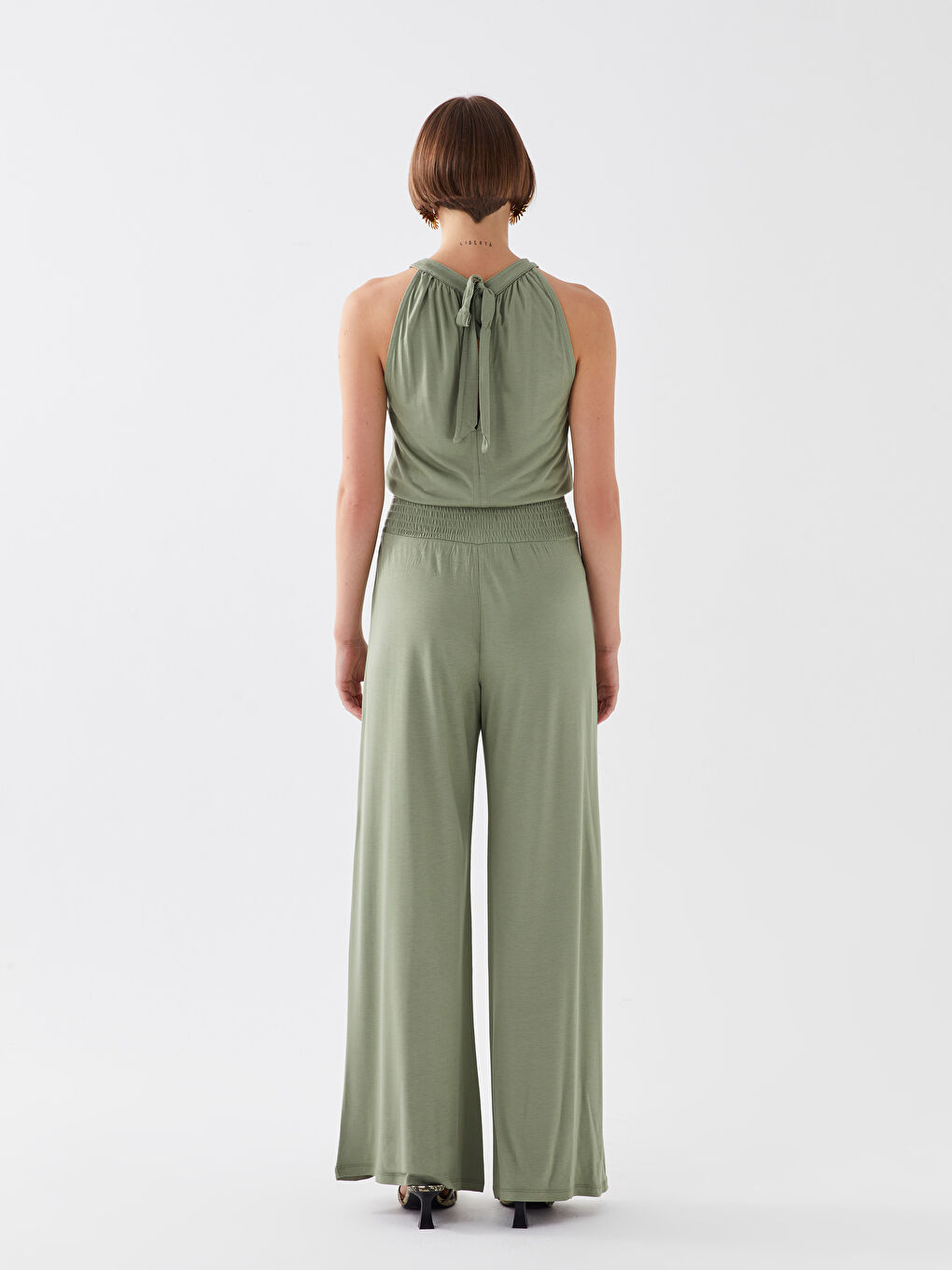 Women's Halter Neck Plain Jumpsuit -S3LB56Z8-PX1