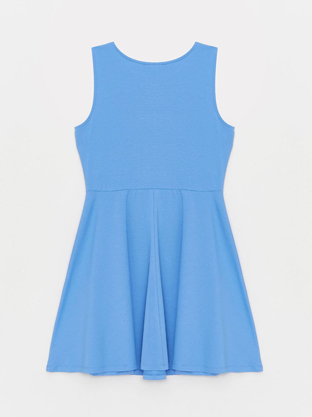 Mavi Kadın Bisiklet Yaka Düz Elbise-6