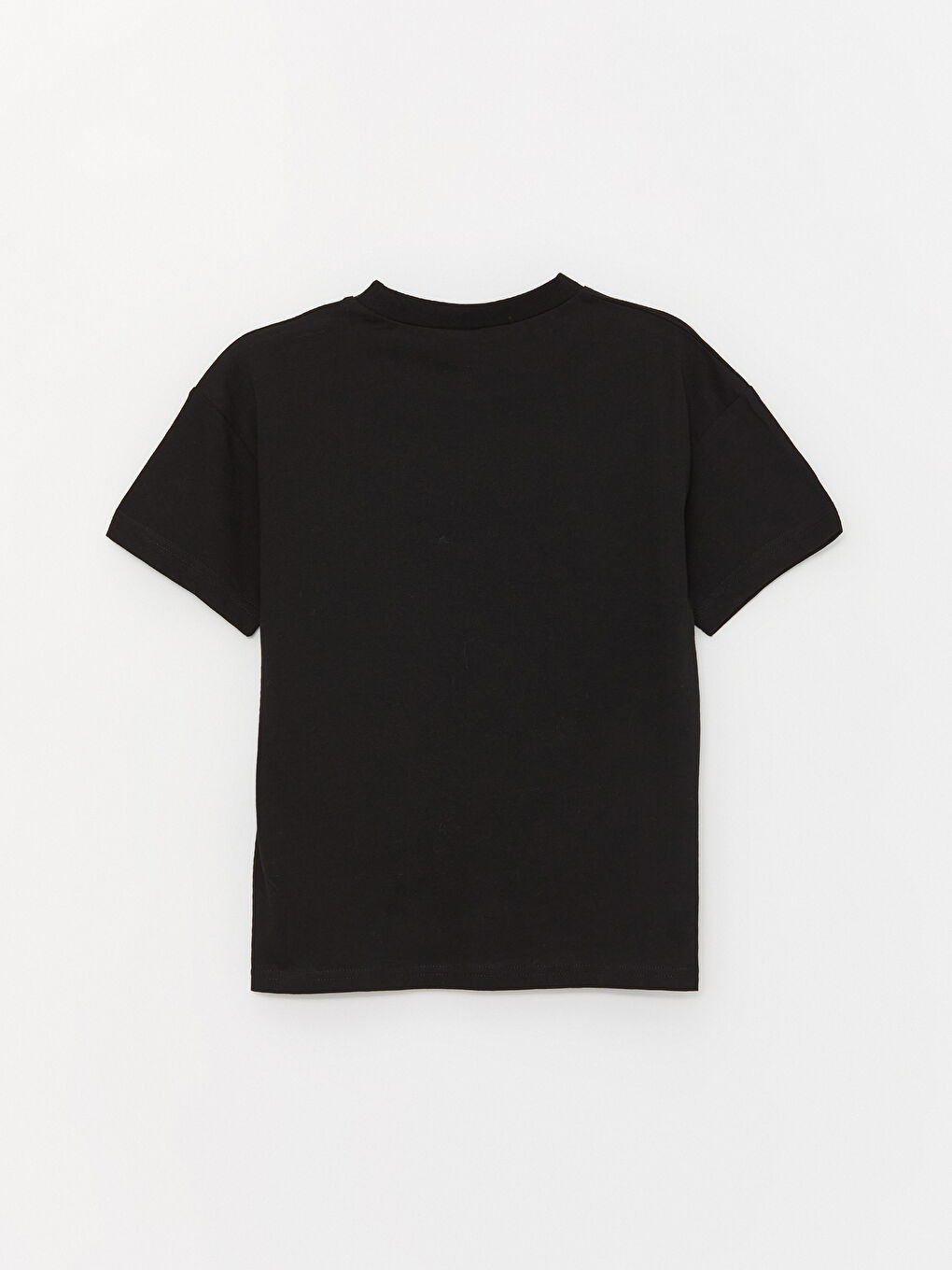 Siyah Rahat Kalıp Bisiklet Yaka Baskılı Erkek Çocuk Tişört-2