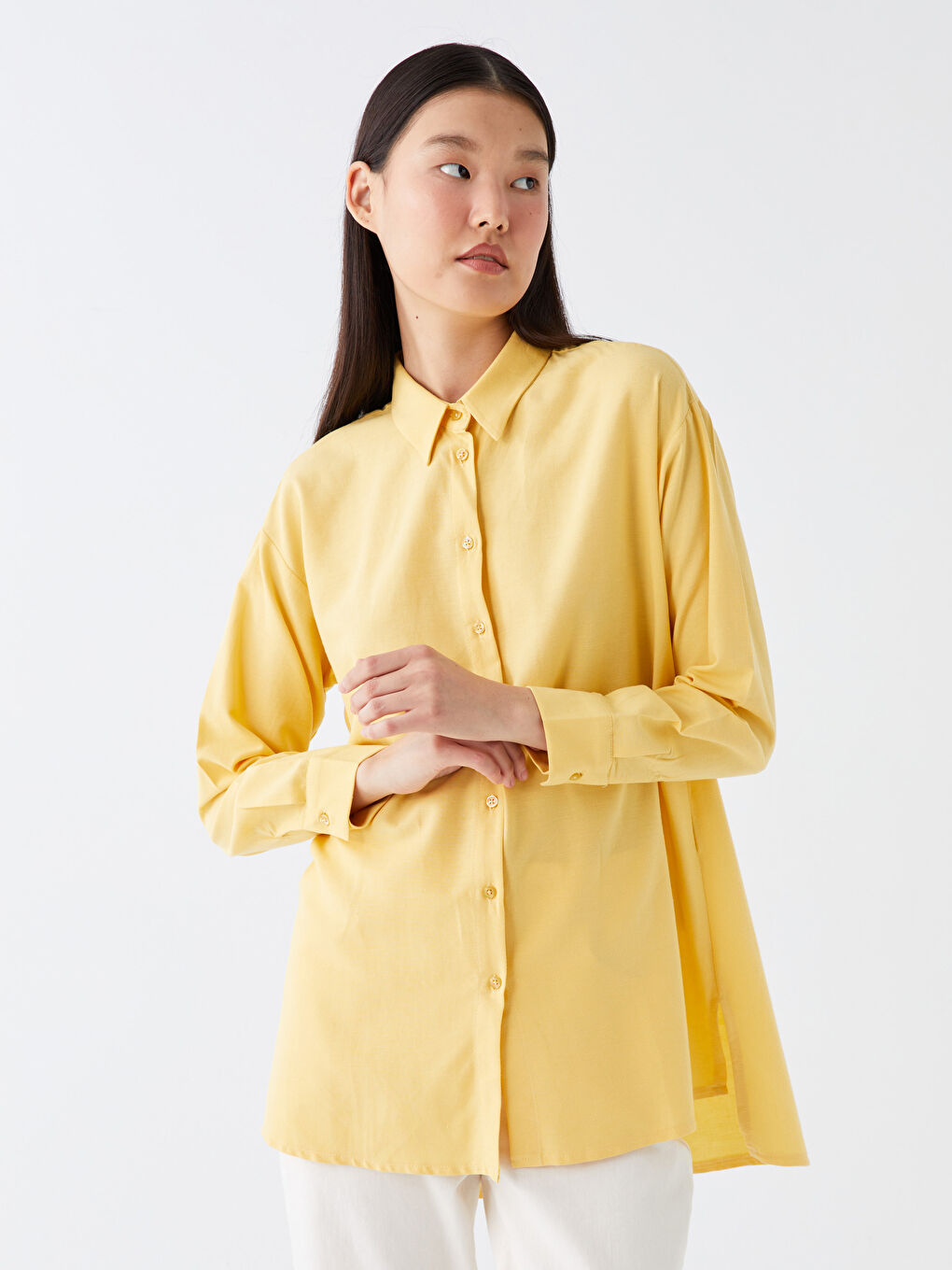 Plain Long Sleeve Women's Shirt Tunic