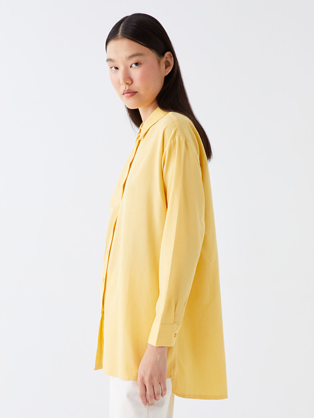 Plain Long Sleeve Women's Shirt Tunic-1