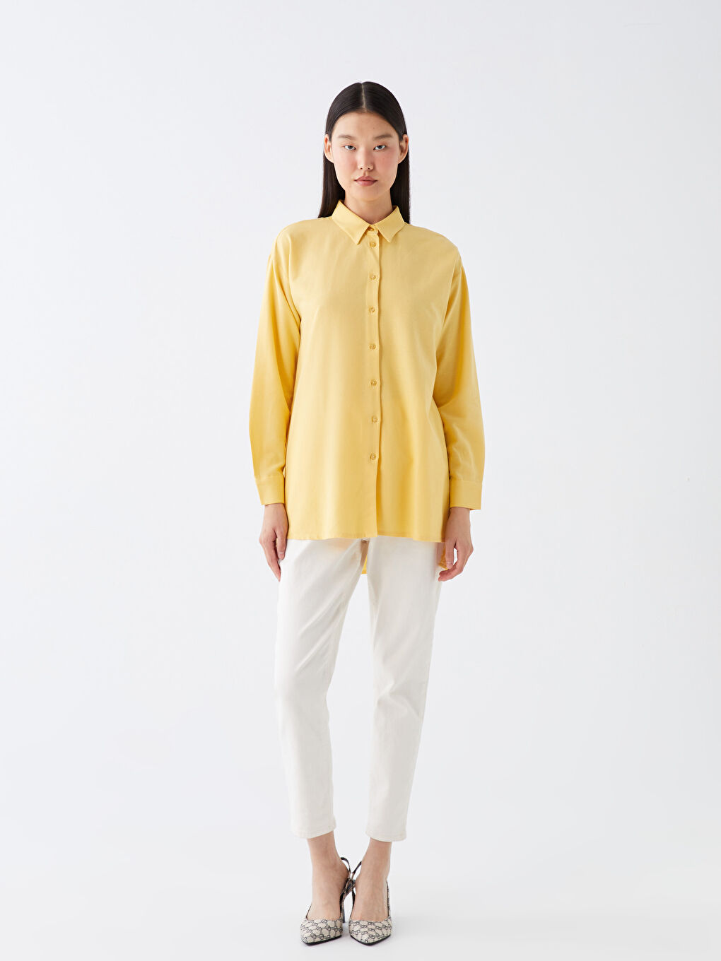 Plain Long Sleeve Women's Shirt Tunic-2