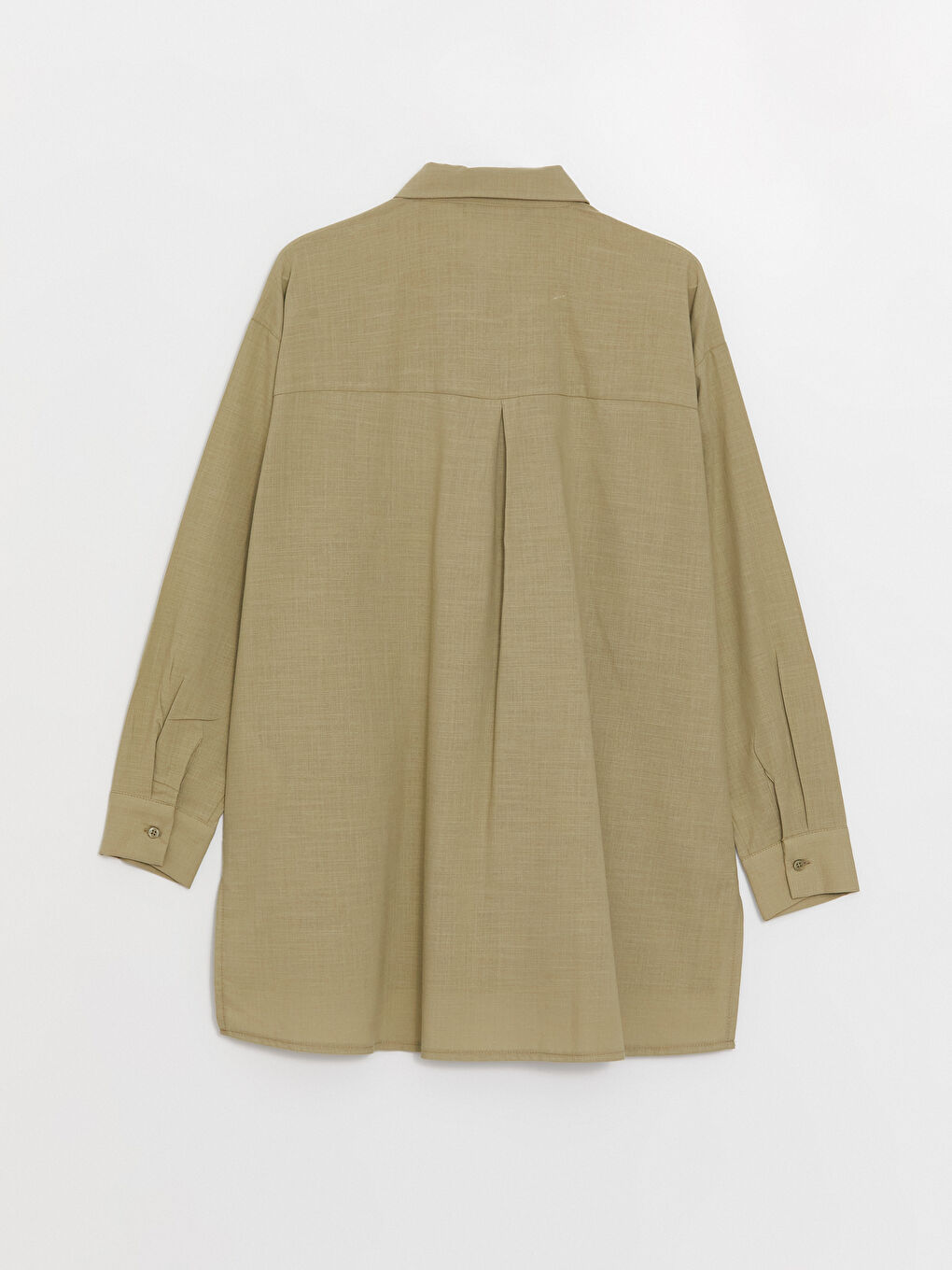 Haki Düz Uzun Kollu Kadın Gömlek Tunik-6