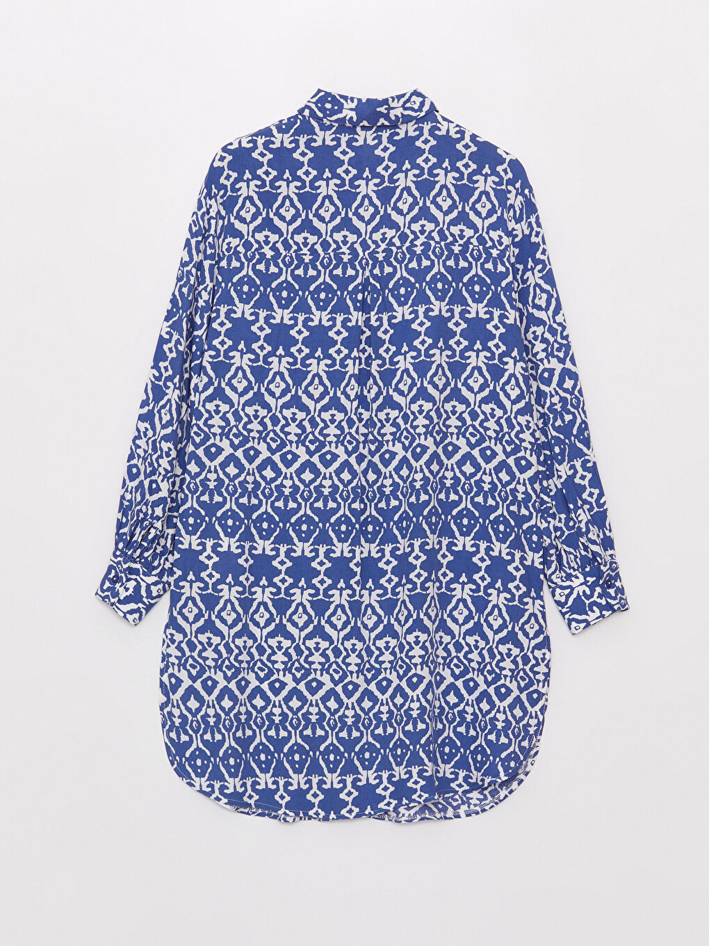 Mavi Desenli Kadın Gömlek Tunik-6