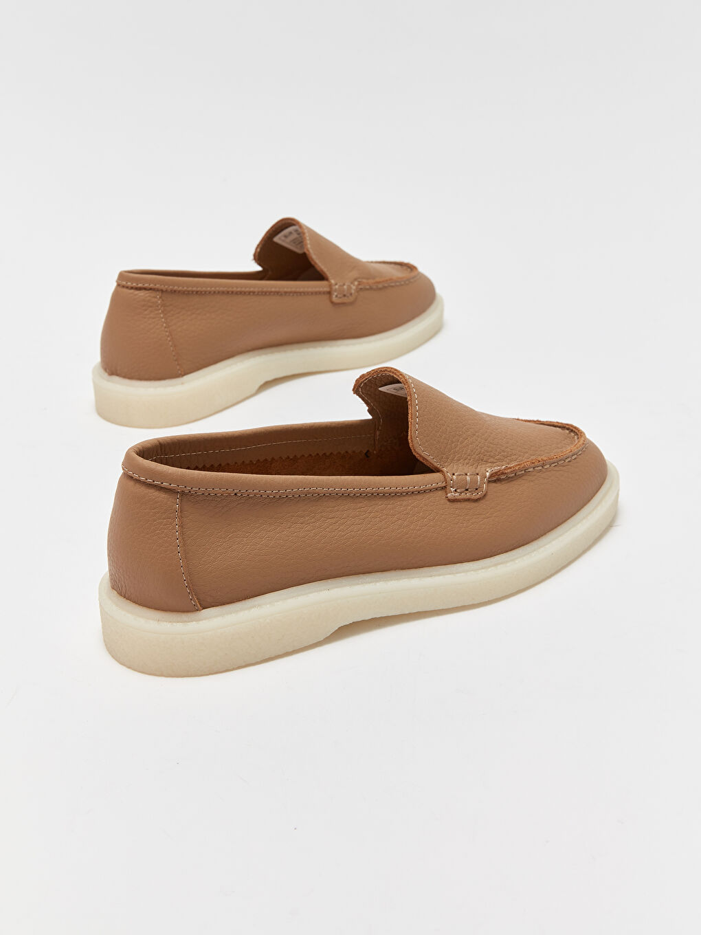 Kahverengi Deri Görünümlü Kadın Loafer Ayakkabı-3