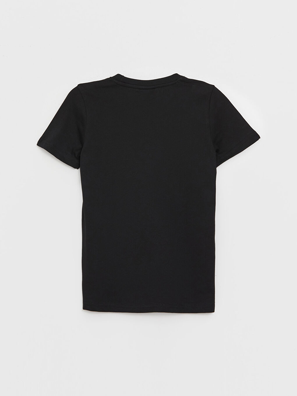 Siyah Bisiklet Yaka Basic Kısa Kollu Erkek Çocuk Tişört-1
