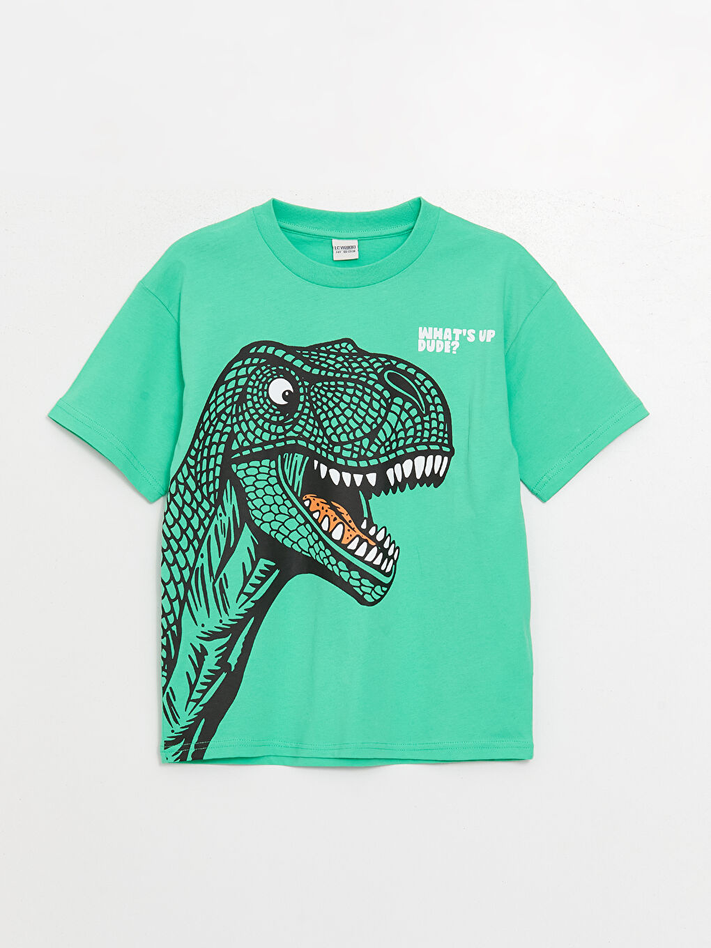 Yeşil Oversize Bisiklet Yaka Erkek Çocuk Tişört