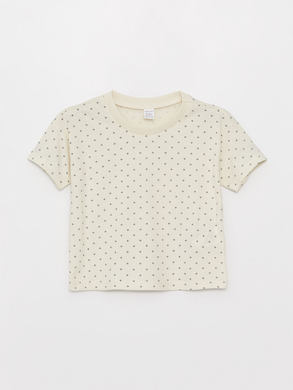 Ekru Bisiklet Yaka Kısa Kollu Desenli Erkek Bebek Tişört