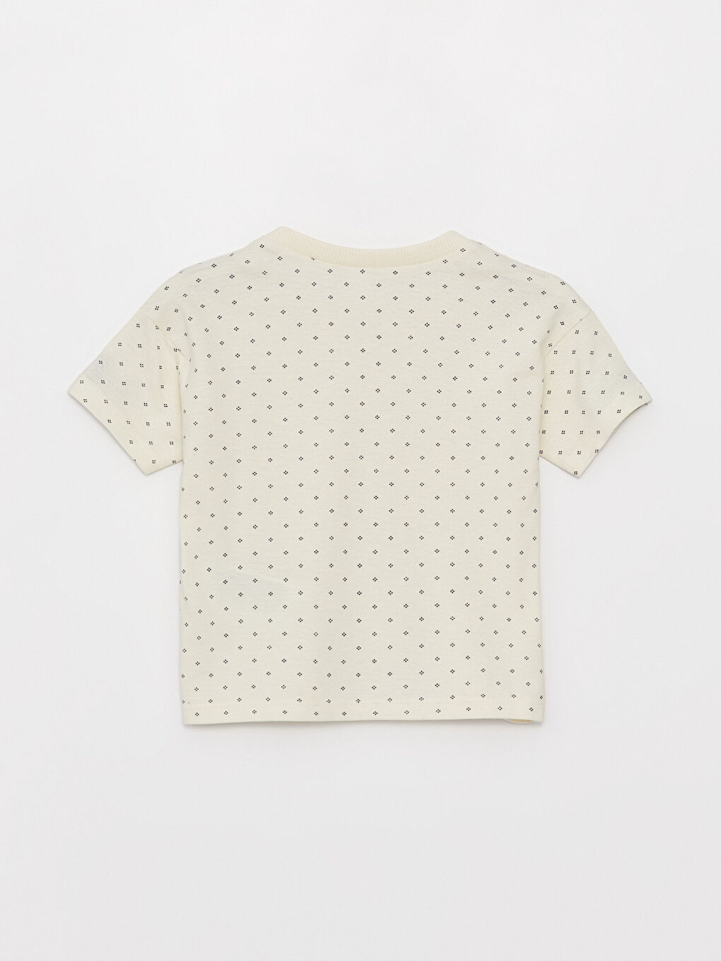 Ekru Bisiklet Yaka Kısa Kollu Desenli Erkek Bebek Tişört-2