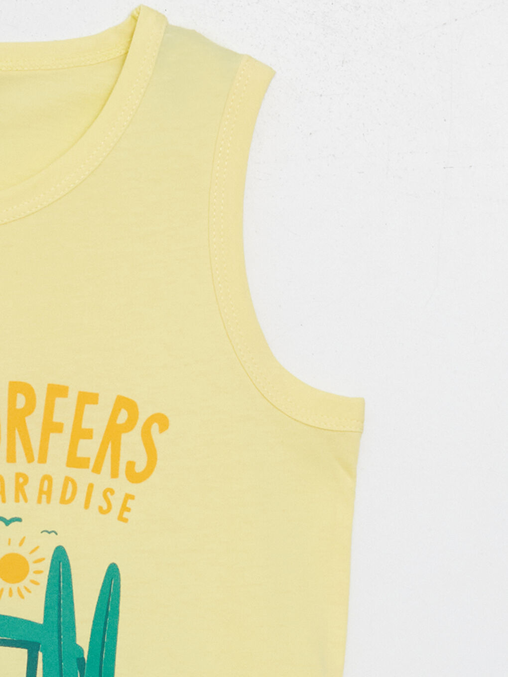 Sarı Bisiklet Yaka Baskılı Erkek Çocuk Atlet-2