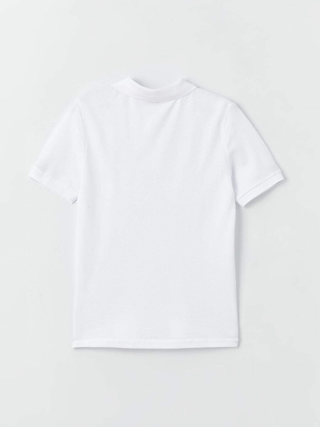Beyaz Polo Yaka Basic Kısa Kollu Erkek Çocuk Tişört-1