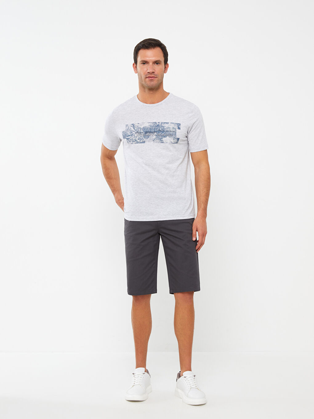 Crew Neck Short Sleeve Printed Combed Cotton Men's T-shirt -S4GJ65Z8-DFL