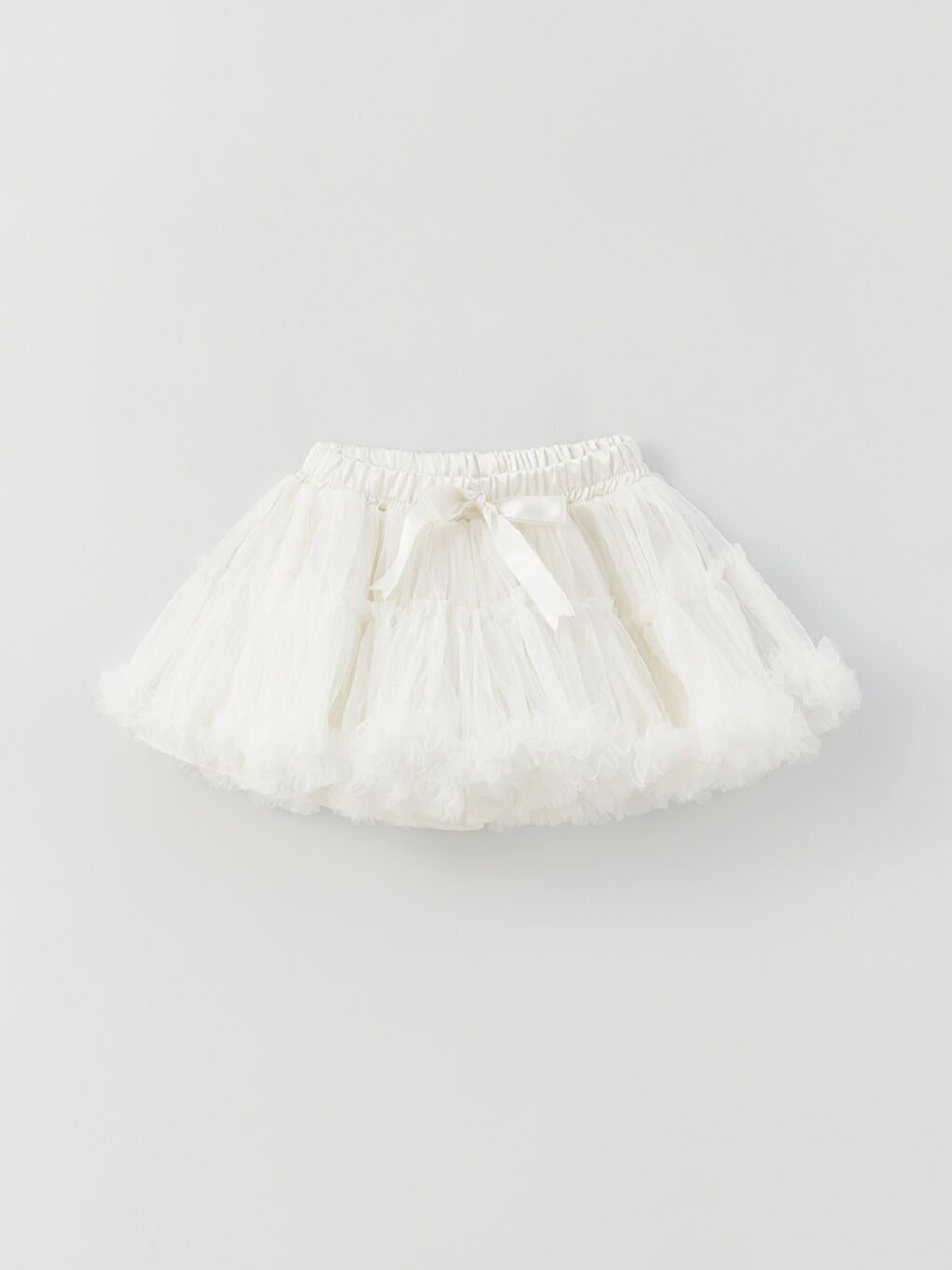 Ekru Beli Lastikli Kız Çocuk Tütü Etek-2