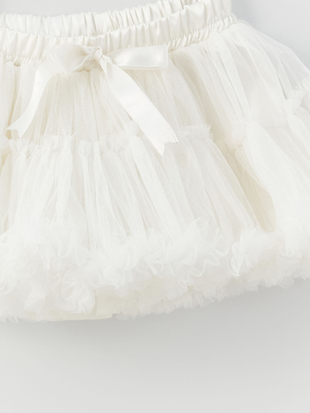 Ekru Beli Lastikli Kız Çocuk Tütü Etek-3