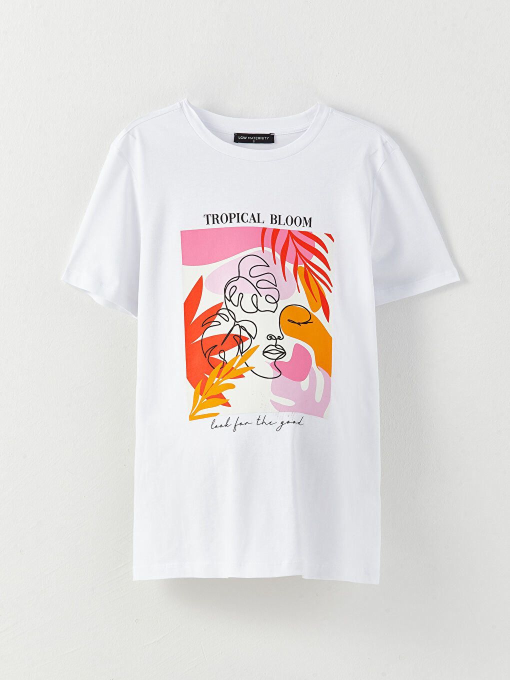 Хлопковая футболка для беременных с круглым вырезом и короткими рукавами с принтом-8