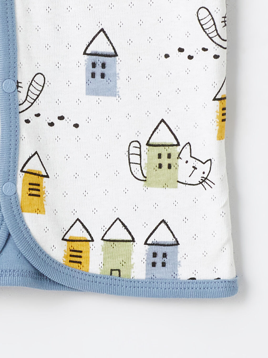 İndigo V Yaka Baskılı Erkek Bebek Yelek-2