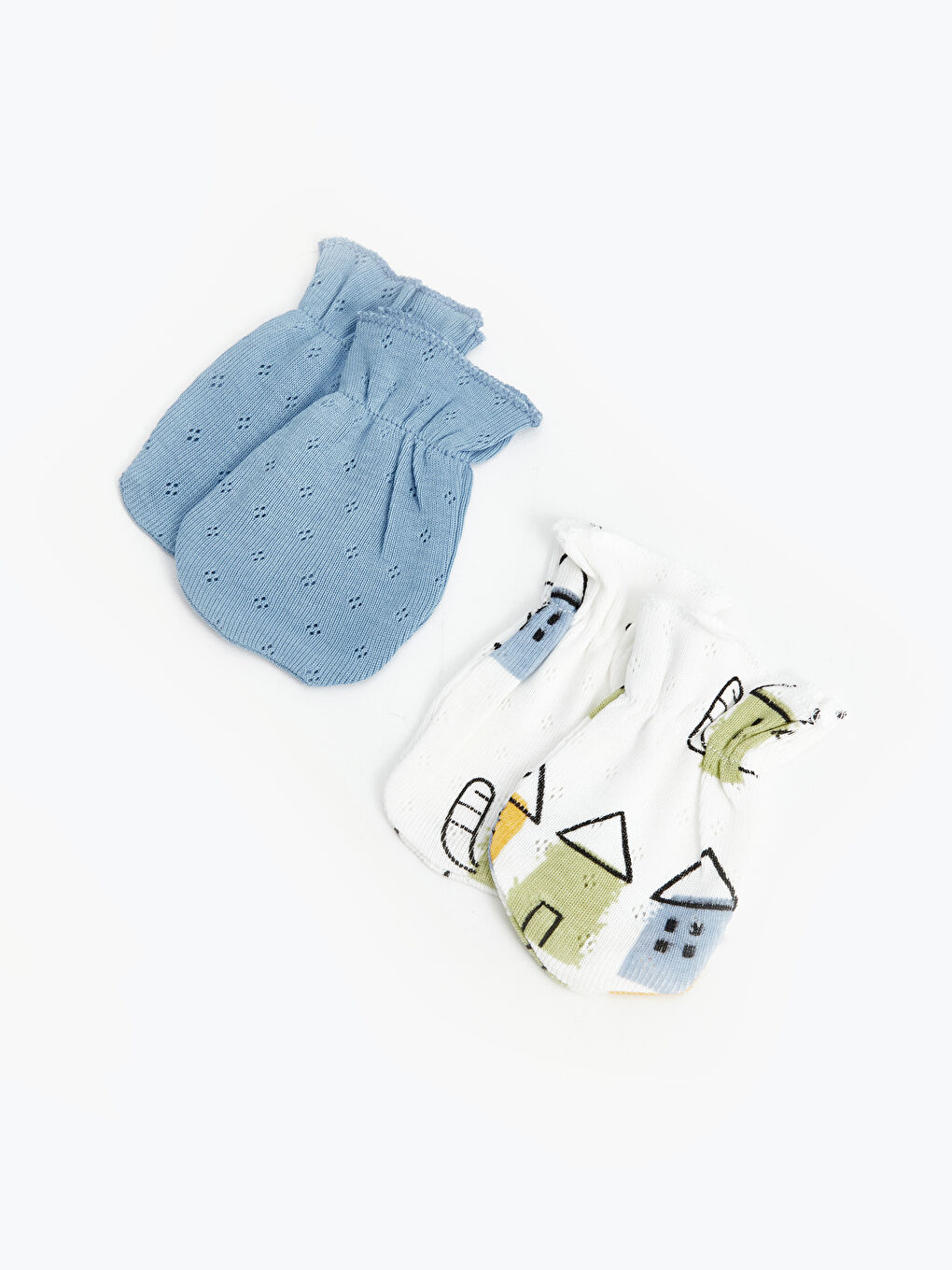 İndigo Desenli Erkek Bebek Eldiven 2'li