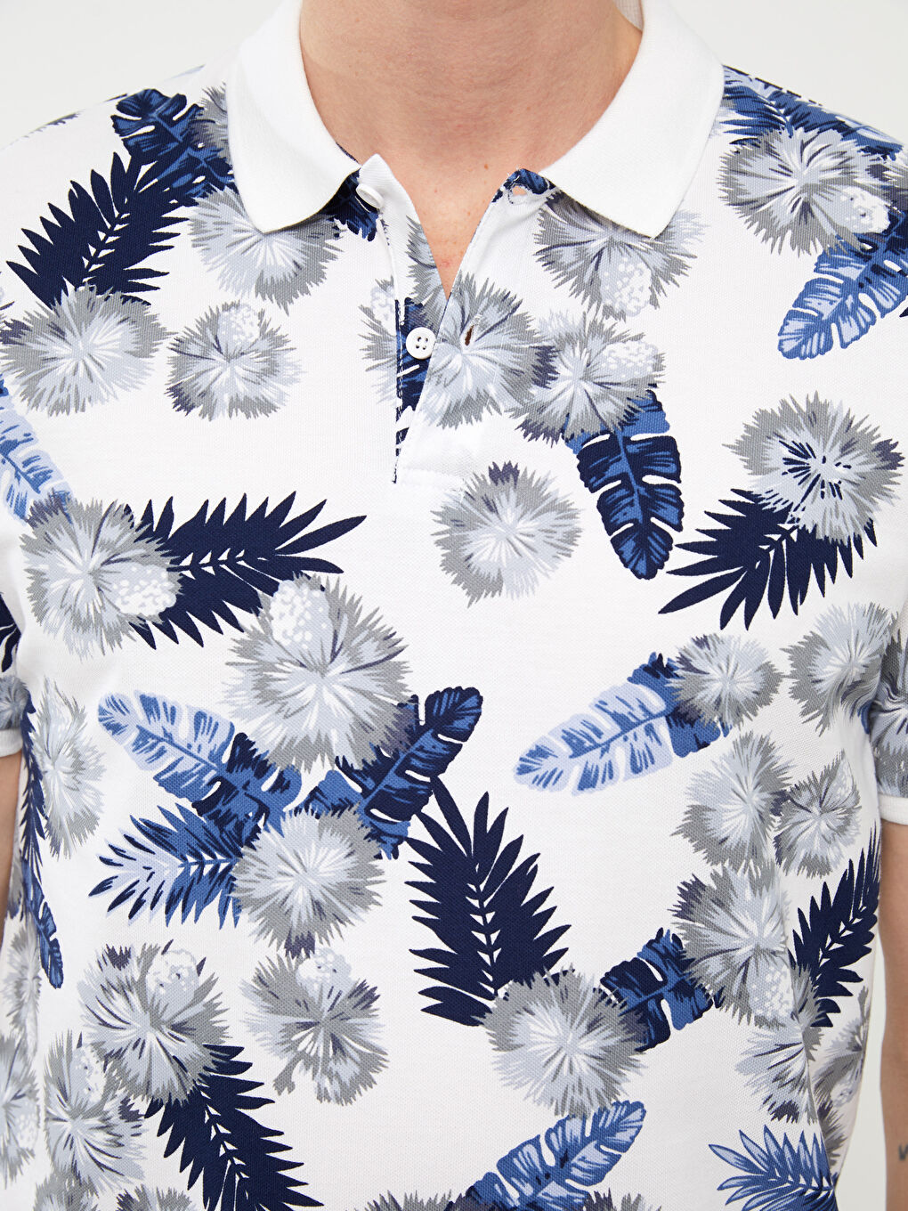 Polo Neck Short Sleeve Patterned Pique Men's T-Shirt -S59327Z8-LU7