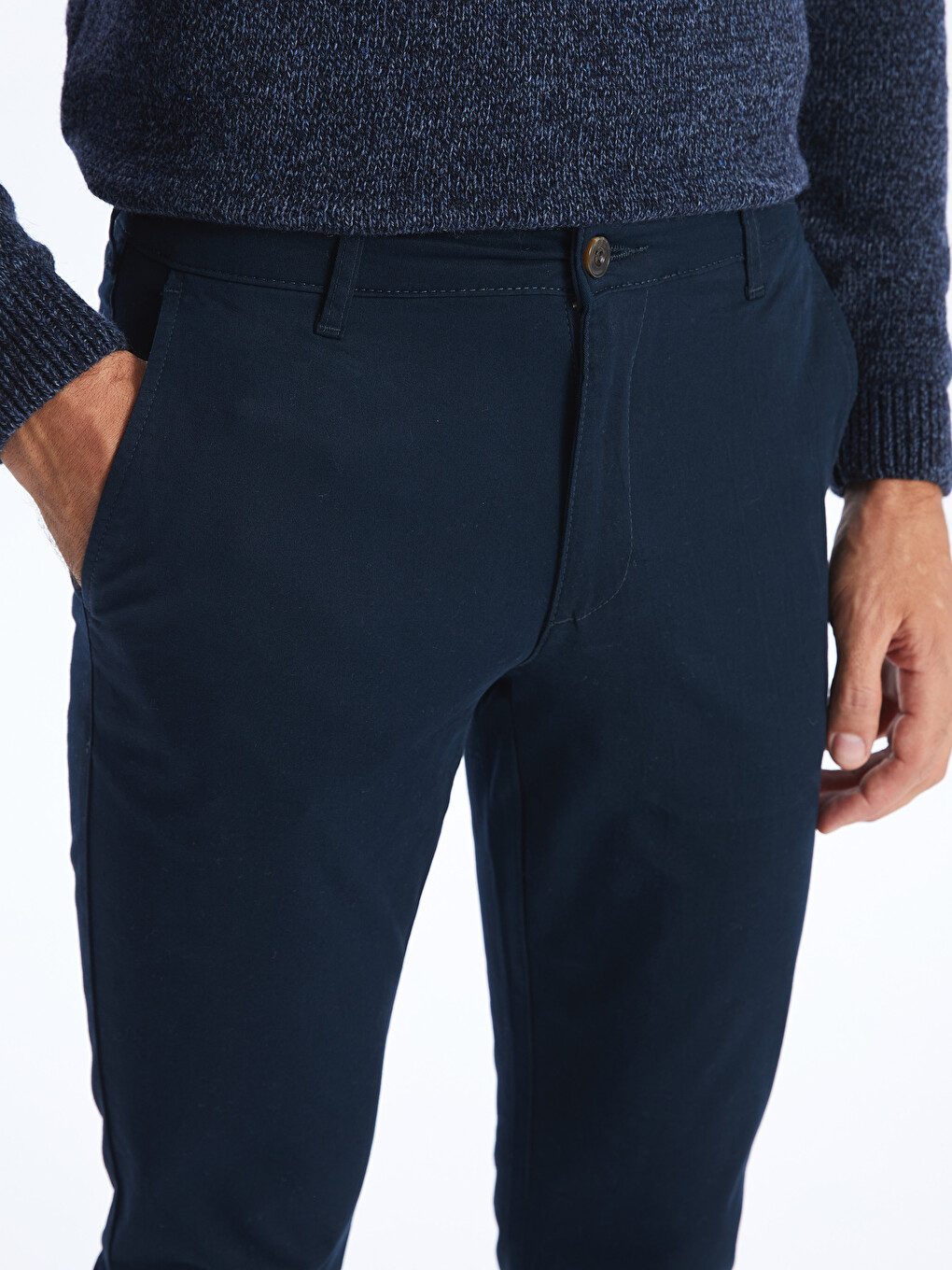 Lacivert Ekstra Dar Kalıp Gabardin Erkek Chino Pantolon-4