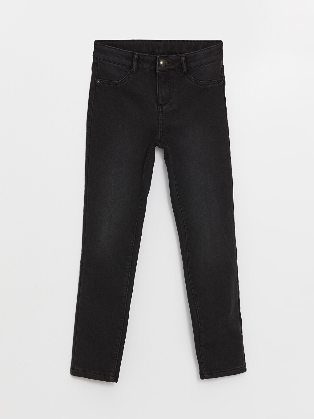 Slim Fit Basic Fleece Lined Girl Denim Trousers