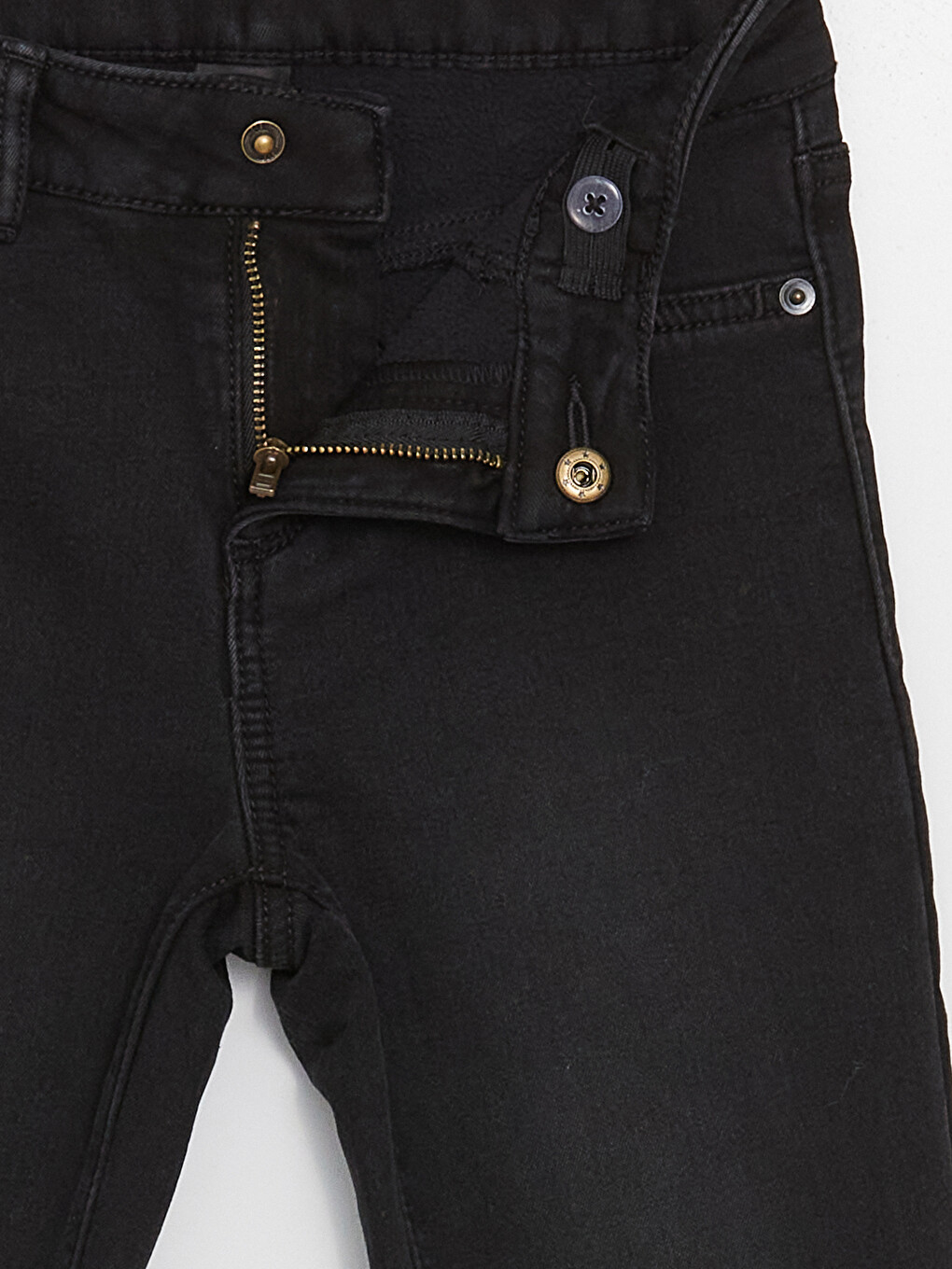Slim Fit Basic Fleece Lined Girl Denim Trousers-2