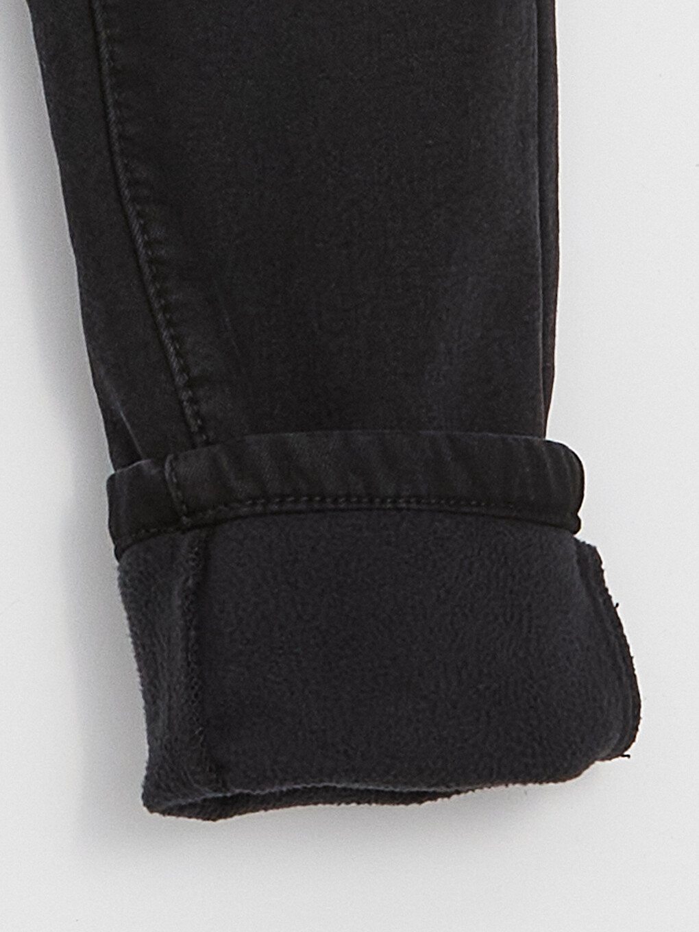 Slim Fit Basic Fleece Lined Girl Denim Trousers-3