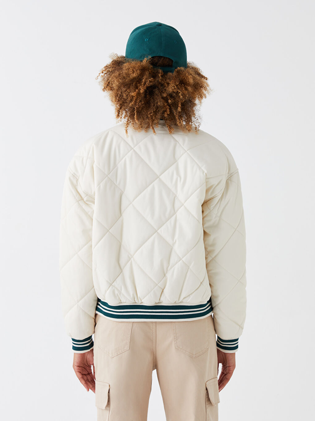 Ekru Nakışlı Uzun Kollu Kadın Kolej Ceket-6