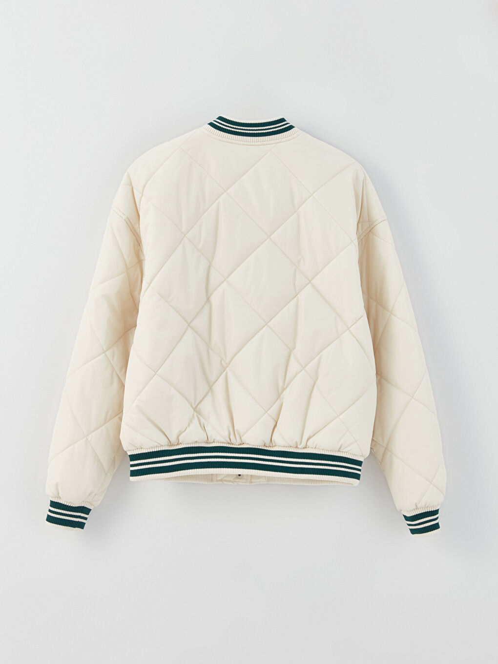 Ekru Nakışlı Uzun Kollu Kadın Kolej Ceket-9