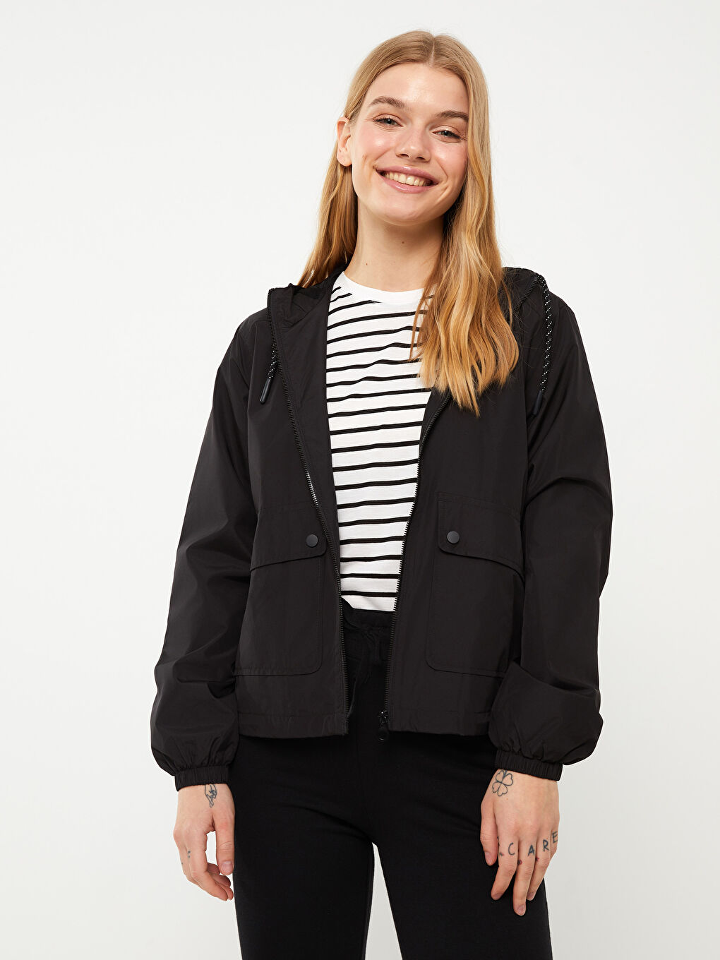Women's Hooded Plain Raincoat