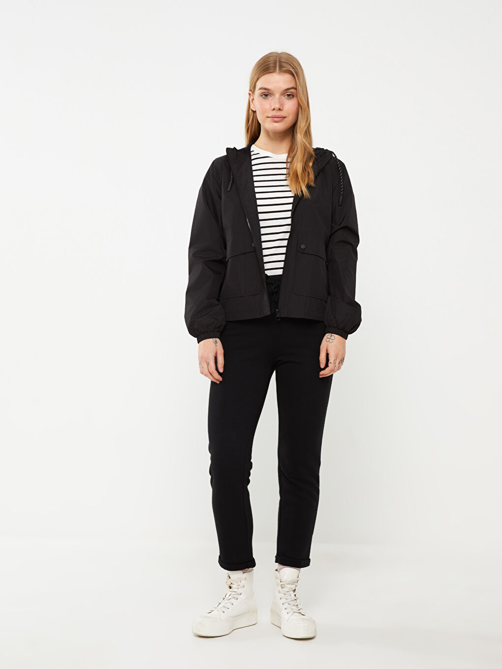 Women's Hooded Plain Raincoat-2