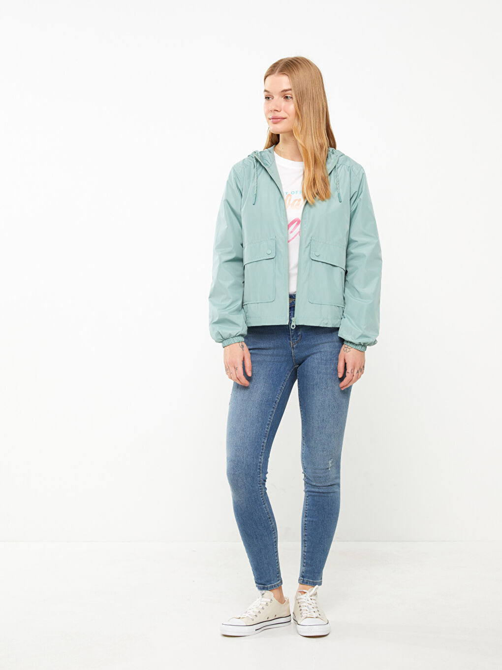 LCW Vision Women's Hooded Plain Raincoat -W30070Z8-V2S