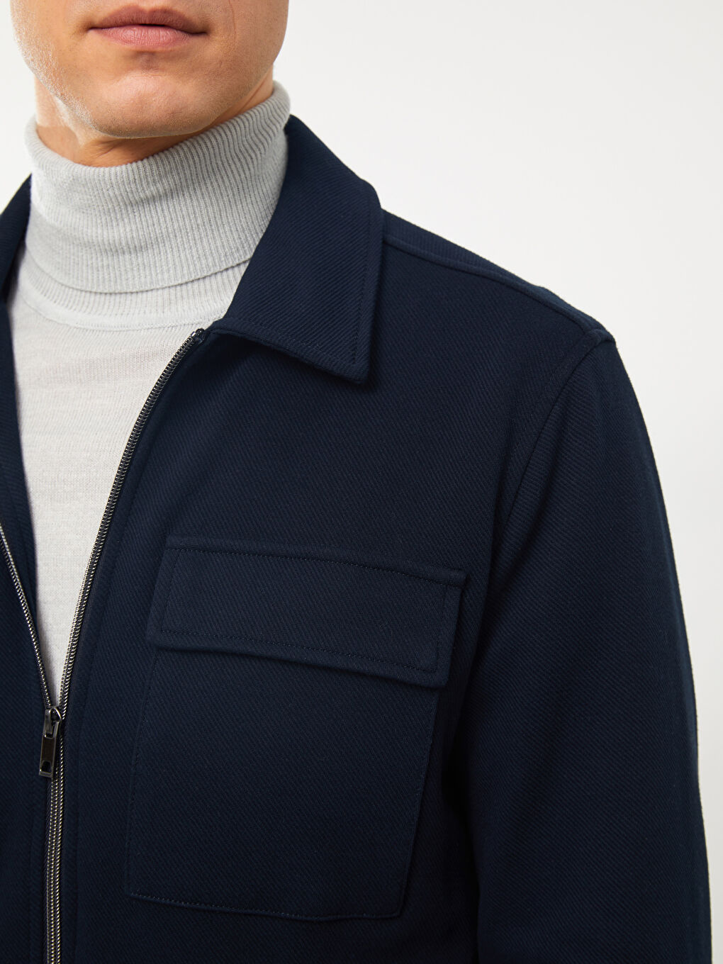 Slim Fit Collared Neck Men's Coat-3