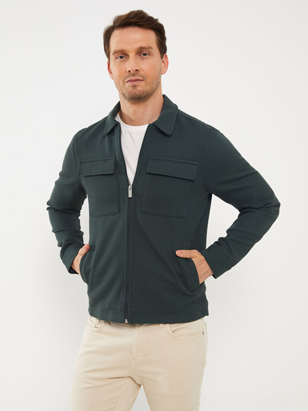 Slim Fit Collared Neck Men's Coat