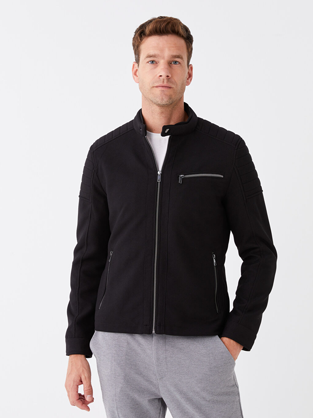LCW Vision Slim Fit Biker Neck Men's Coat -W30083Z8-CVL - LC