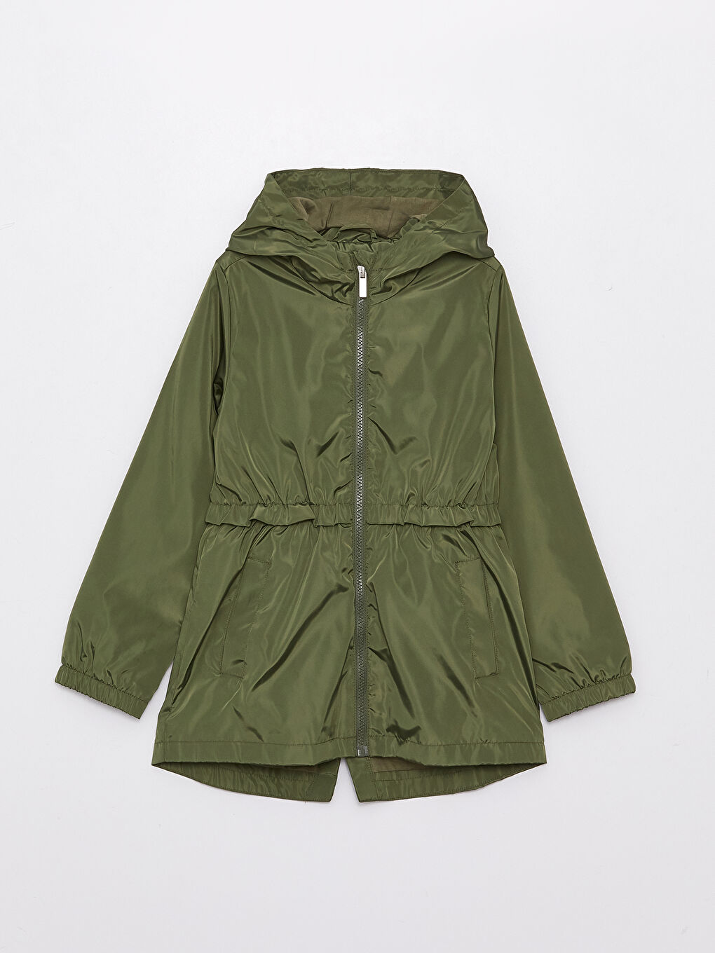 Haki Kapüşonlu Basic Kız Çocuk Mont