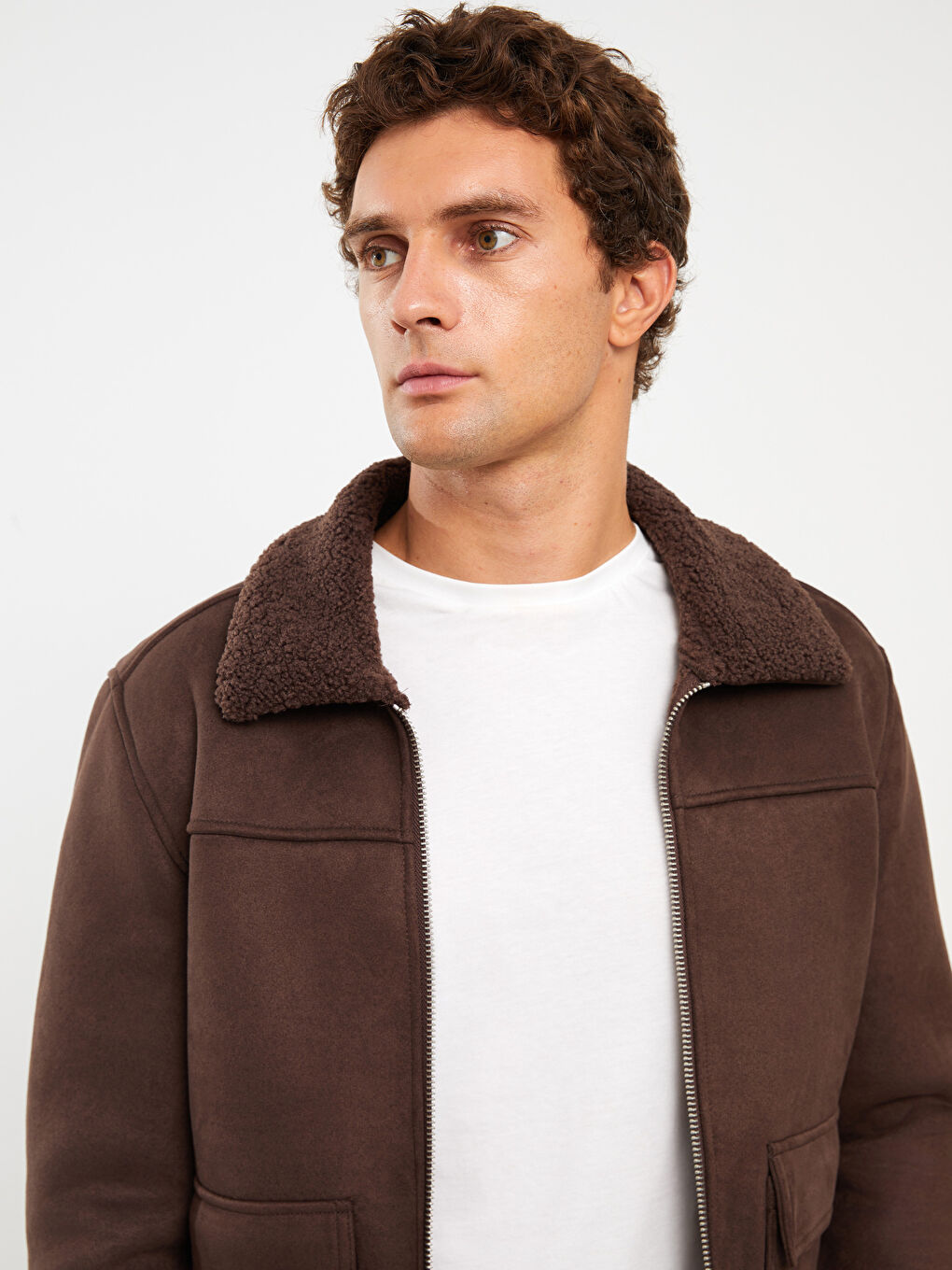 სტანდარტული ნიმუშის პერანგის საყელო მამაკაცის ზამშის ქურთუკი-1