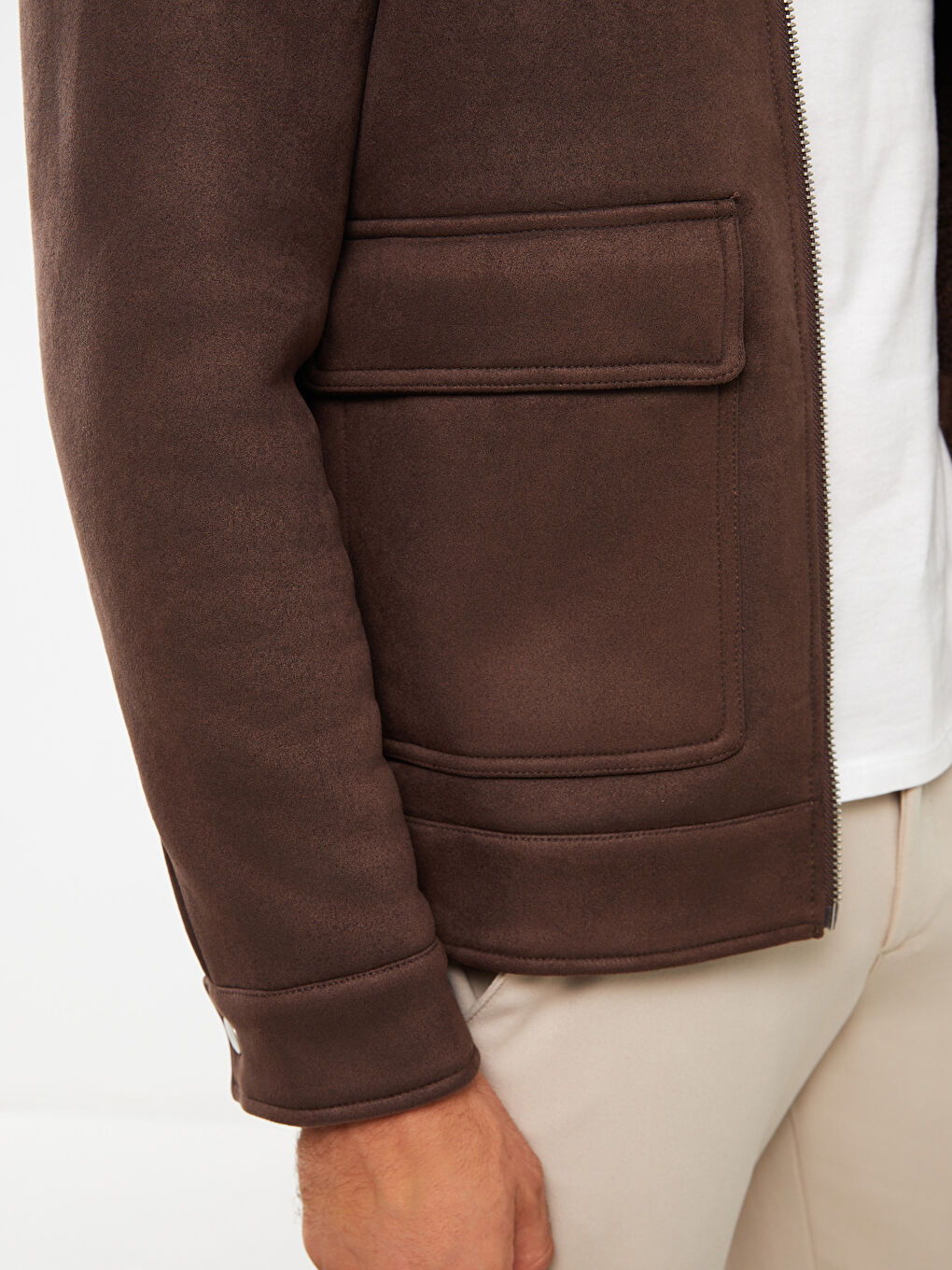 სტანდარტული ნიმუშის პერანგის საყელო მამაკაცის ზამშის ქურთუკი-3