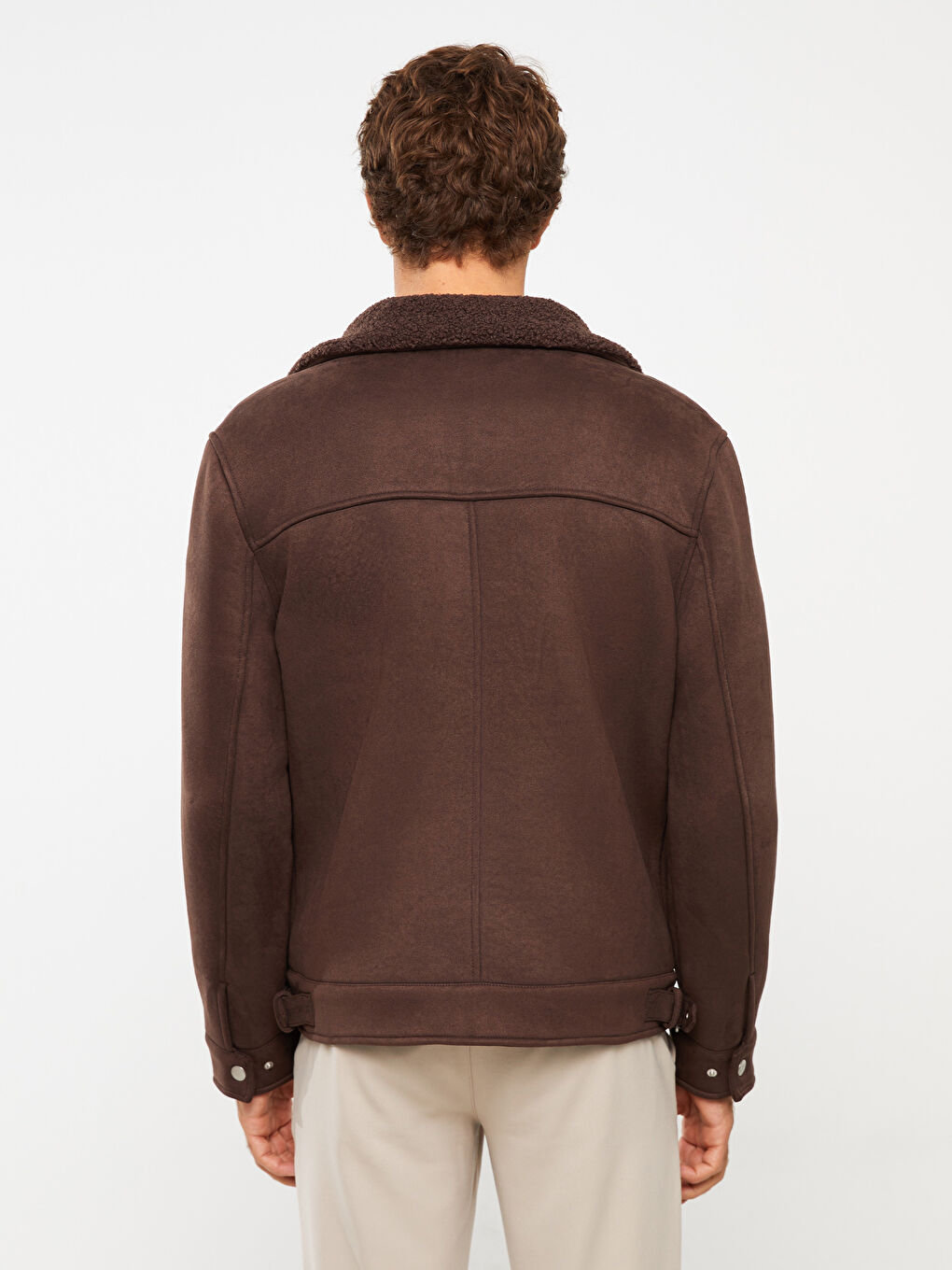 სტანდარტული ნიმუშის პერანგის საყელო მამაკაცის ზამშის ქურთუკი-5