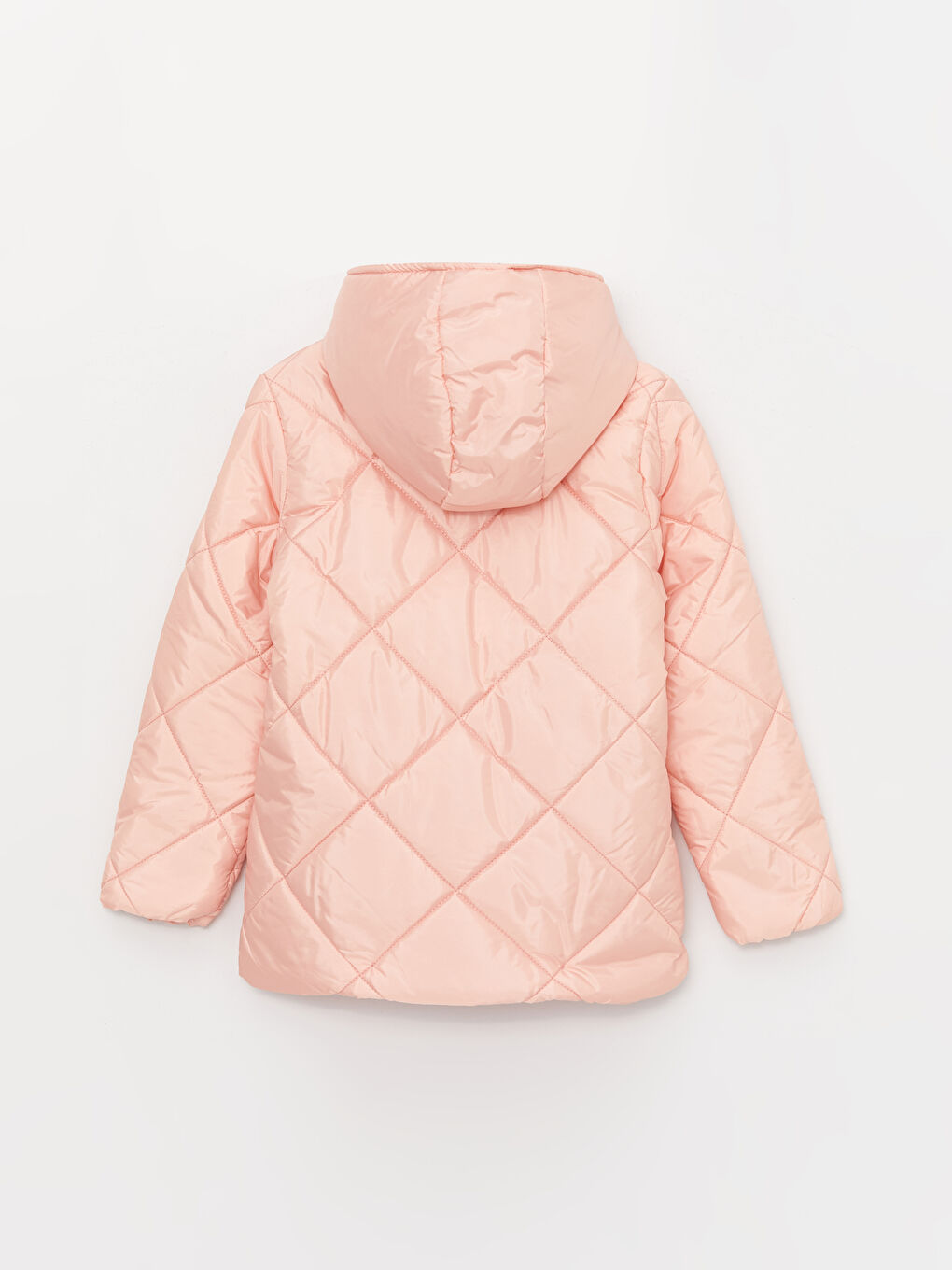 Pembe Kapüşonlu Kapitone Kız Çocuk Mont-1