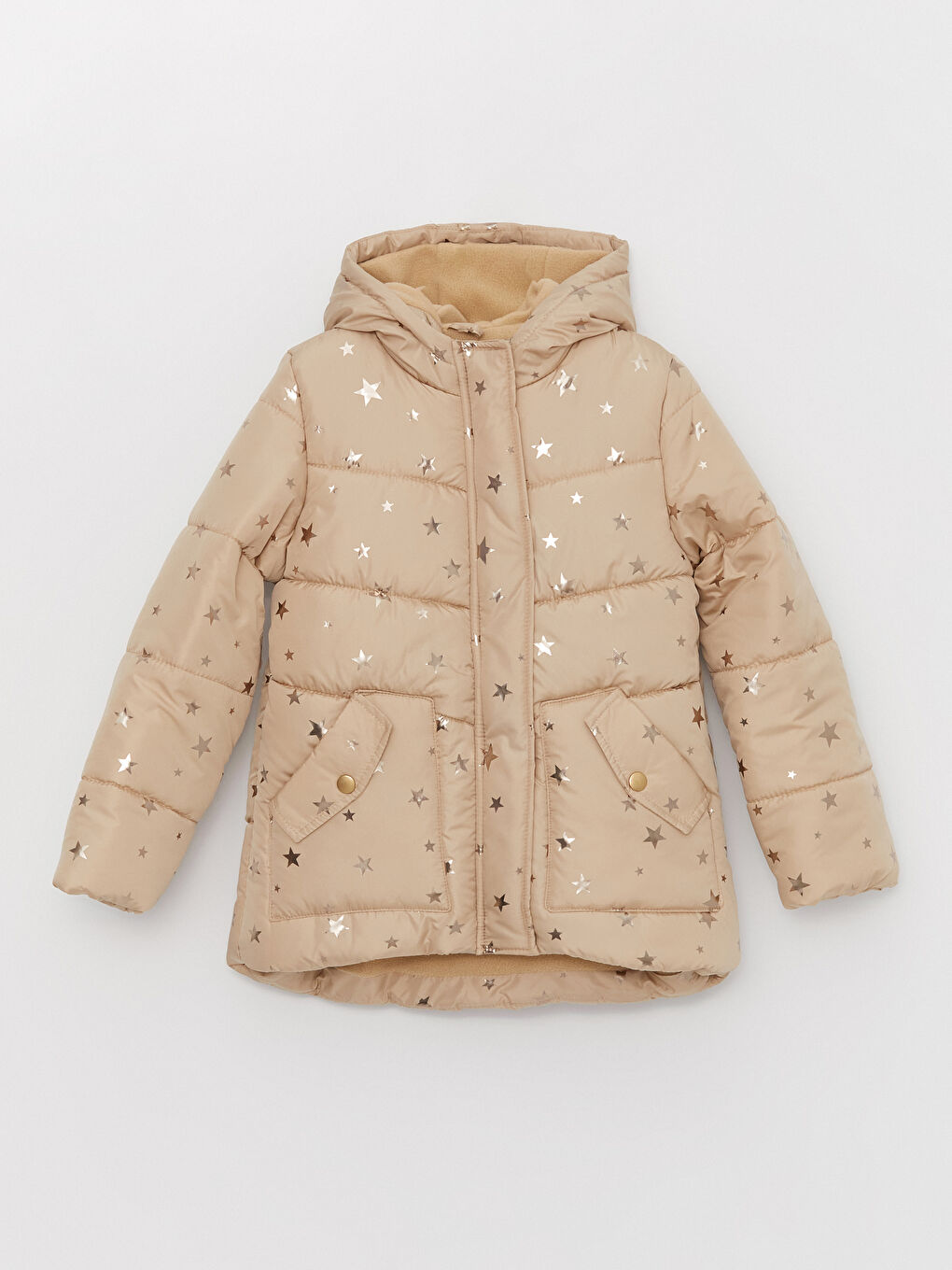 Bedruckter Mädchenmantel mit Kapuze