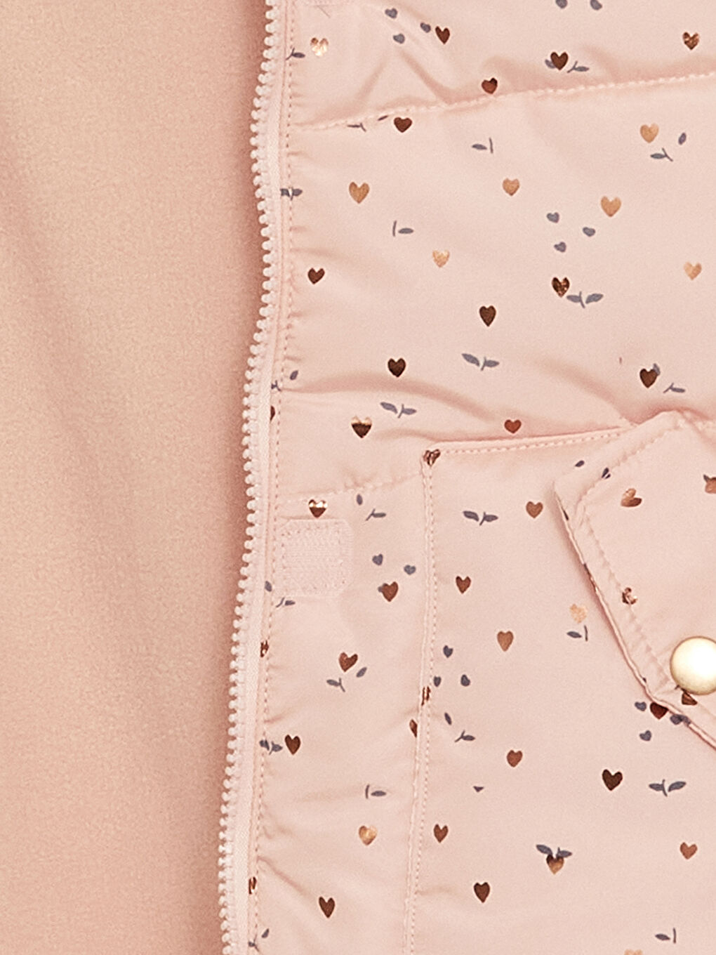 Pembe Kapüşonlu Baskılı Kız Çocuk Mont-2