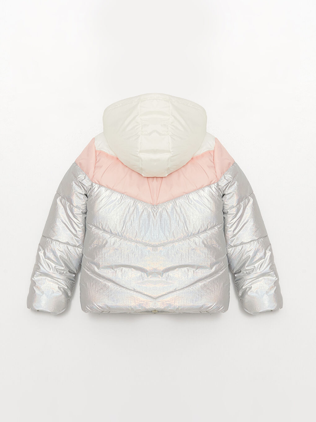 Hooded Color Block Girl Inflatable Coat-1