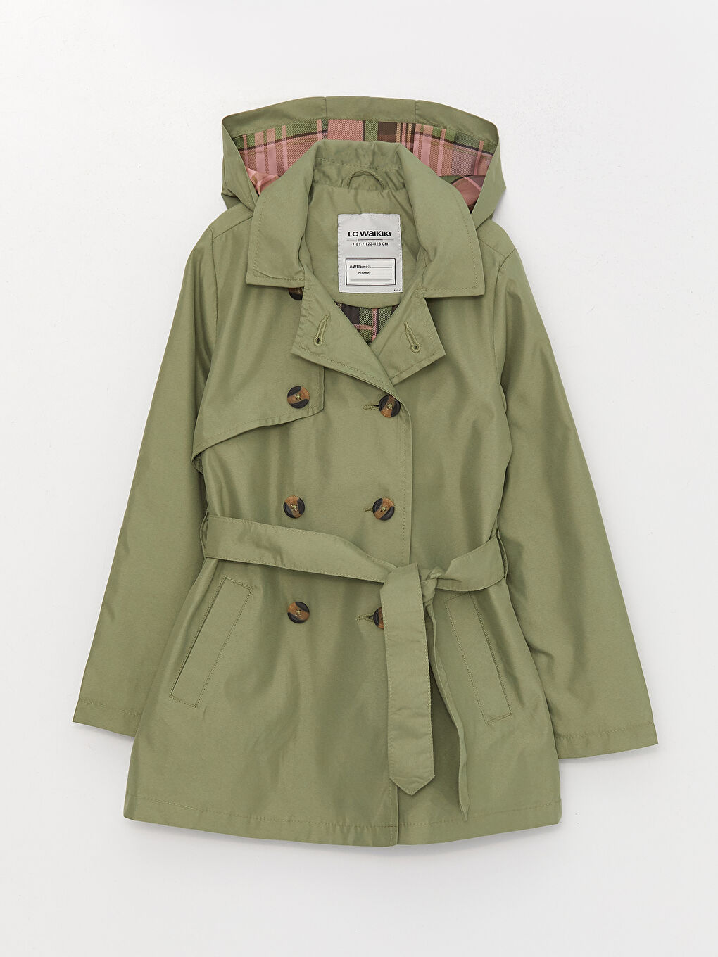 Hooded Basic Girls' Trench Coat