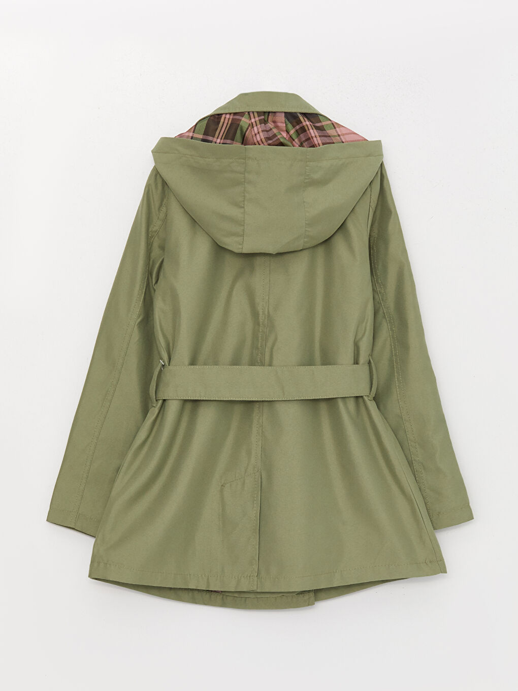 Hooded Basic Girls' Trench Coat-1