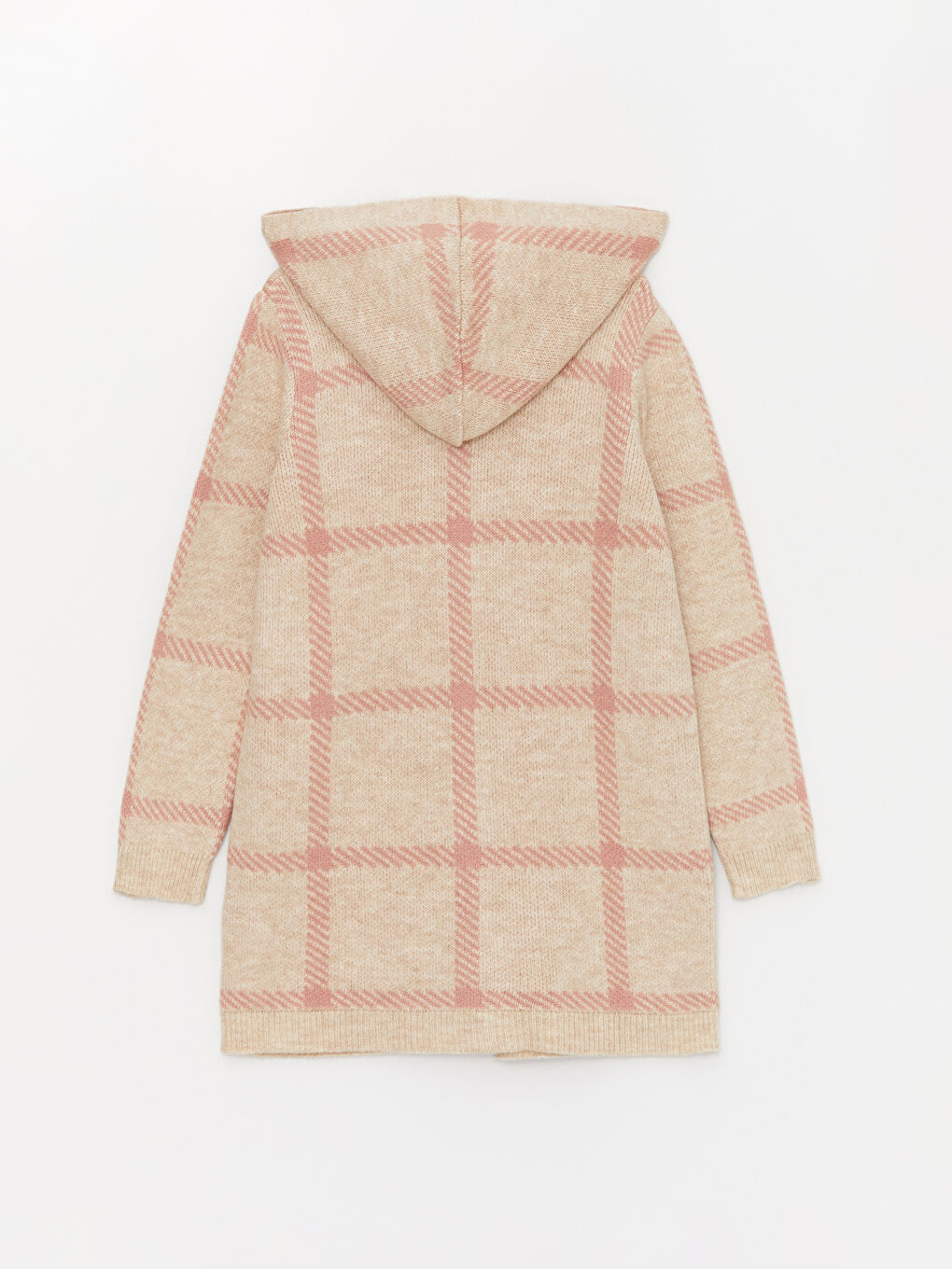 Hooded Plaid Long Sleeve Women's Tricot Cardigan-6