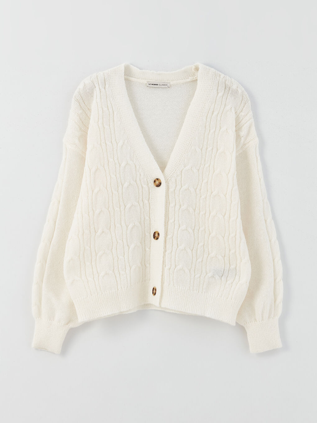 V-Neck Self Patterned Long Sleeve Women's Knitwear Cardigan-5