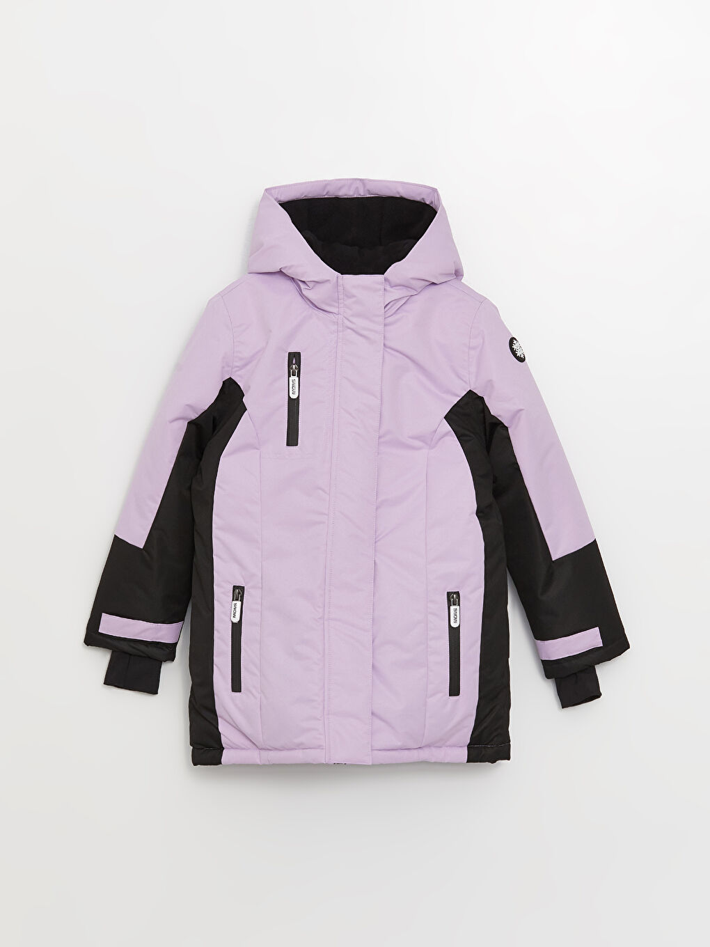 კაპიუშონიანი გოგონებისთვის სათხილამურო ქურთუკი