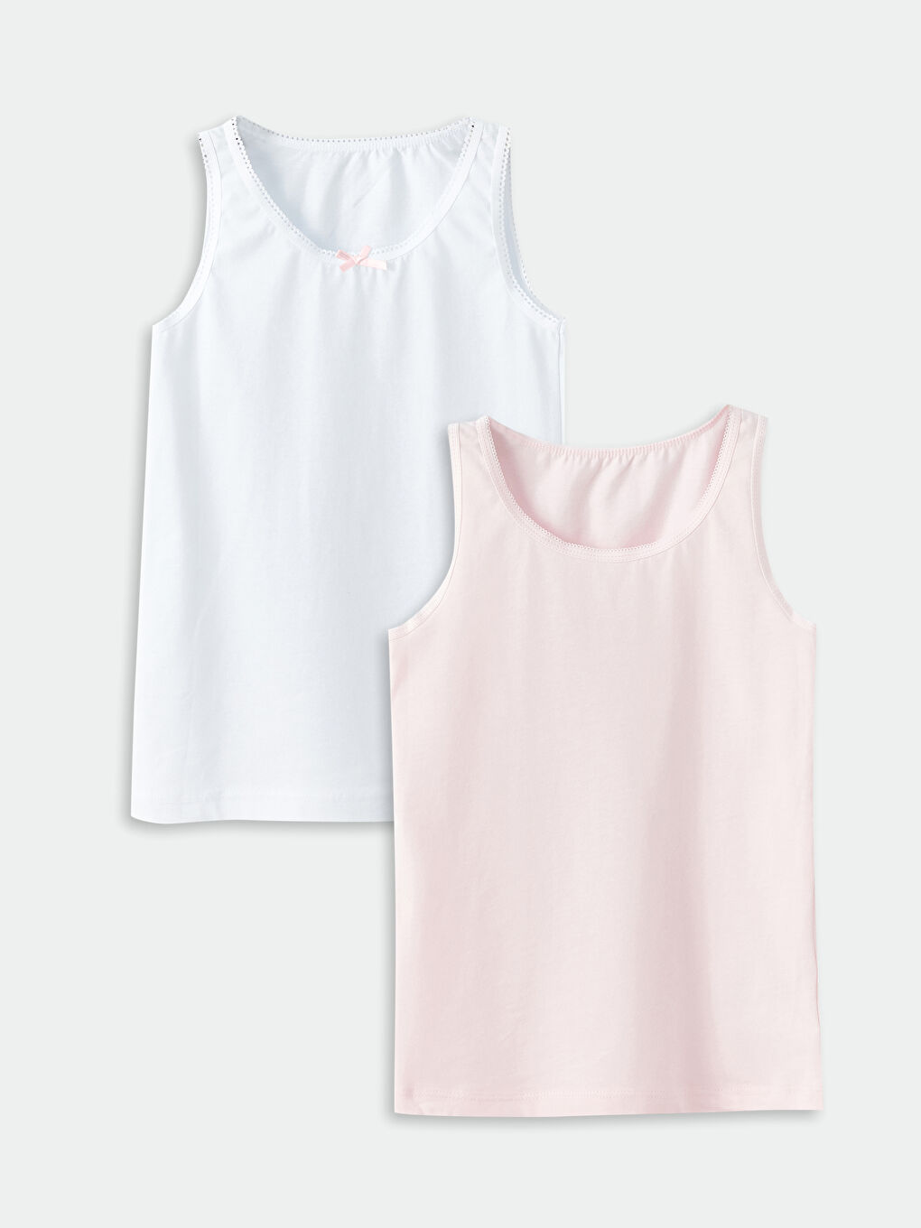 فيست أساسي بياقة دائرية للبنات - مجموعة من 2