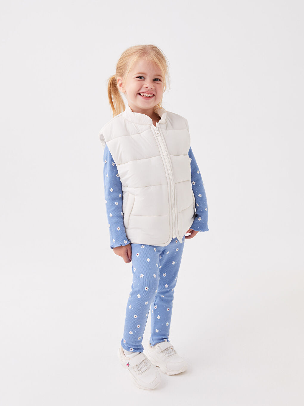 Ekru Dik Yaka Basic Kız Bebek Şişme Yelek-1